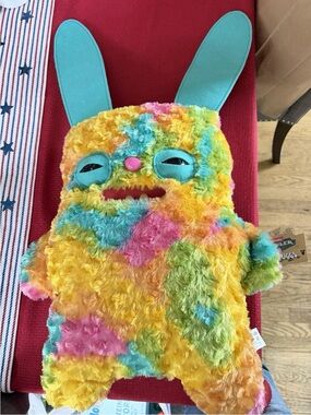 New Fuggler BIGG FUGGS Pastel Tie Dye Rabid Rabbit 18" Plush XL Budgie Pillow